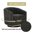 thumbnail image 6 of HIUU 32 "Brown Swivel Accent Chair Wood Base, Comfy Chenille Armchair,Curved Back Swivel Chair,Modern Accent Chairs for Lliving Room, 6 of 8