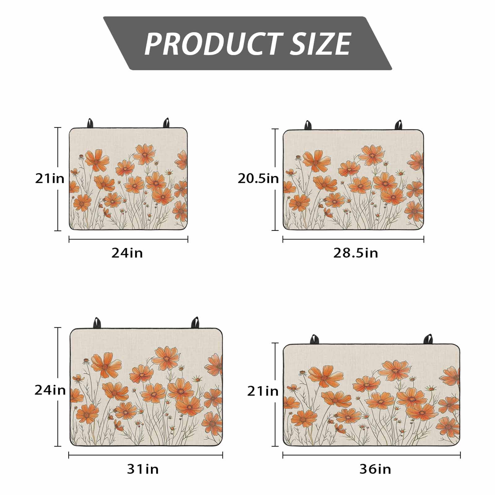 Orange Spring Floral Stove Top Cover for Electric Stove, Heat-proof & Non Slip Glass Top Stove Cover Protector, Summer Botanical Rustic Daisy Kitchen Flat Cooktop Rubber Mat 28.5x20.5 Inches