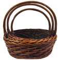 thumbnail image 1 of Ensemble de 3 Paniers Ovales en Osier Marron avec Poignées, 1 of 1