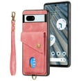 thumbnail image 7 of Nalacover for Google Pixel 7A, Slim Case Wallet with Credit Card Holder, Back Flip Premium Leather Magnetic Clasp Kickstand Wirst Hand Strap Shockproof Cover for Google Pixel 7A, Pink, 7 of 7