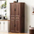 thumbnail image 2 of K&K 71" Tall Kitchen Pantry Cabinet with 3 Pull Out Cabinet Organizers, Farmhouse Embossed Texture Storage Cabinet with 6 Door Shelves, 2 Drawers, Freestanding Cupboard for Kitchen, Dining Room White, 2 of 27