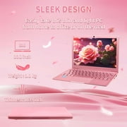 10.1-inch Portable Mini Pink Laptop Computer, DDR4 8GB RAM, 256GB SSD, Celeron N4000, Built-in Webcam, Notebook With WiFi, HDMI, Bluetooth, Type-C Charging, Easy to Carry