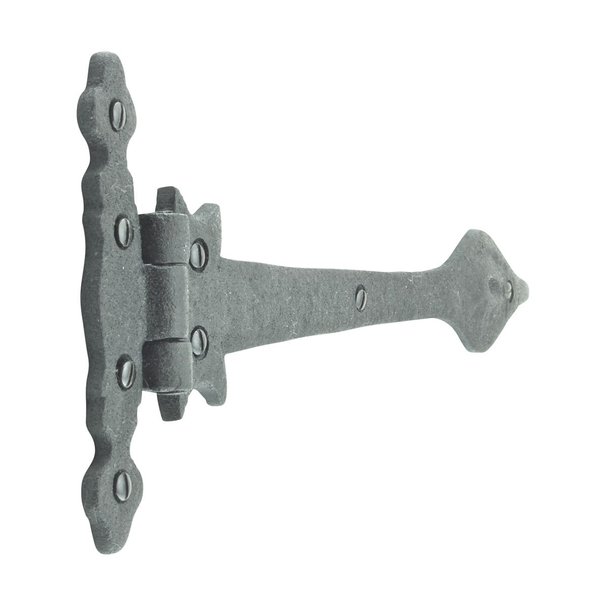Renovators Supply Black Wrought Iron Strap Hinge 11-1/4 in Spear Tip Flush Mount Heavy Duty Strap Gate and Door Hinges w/Hardware