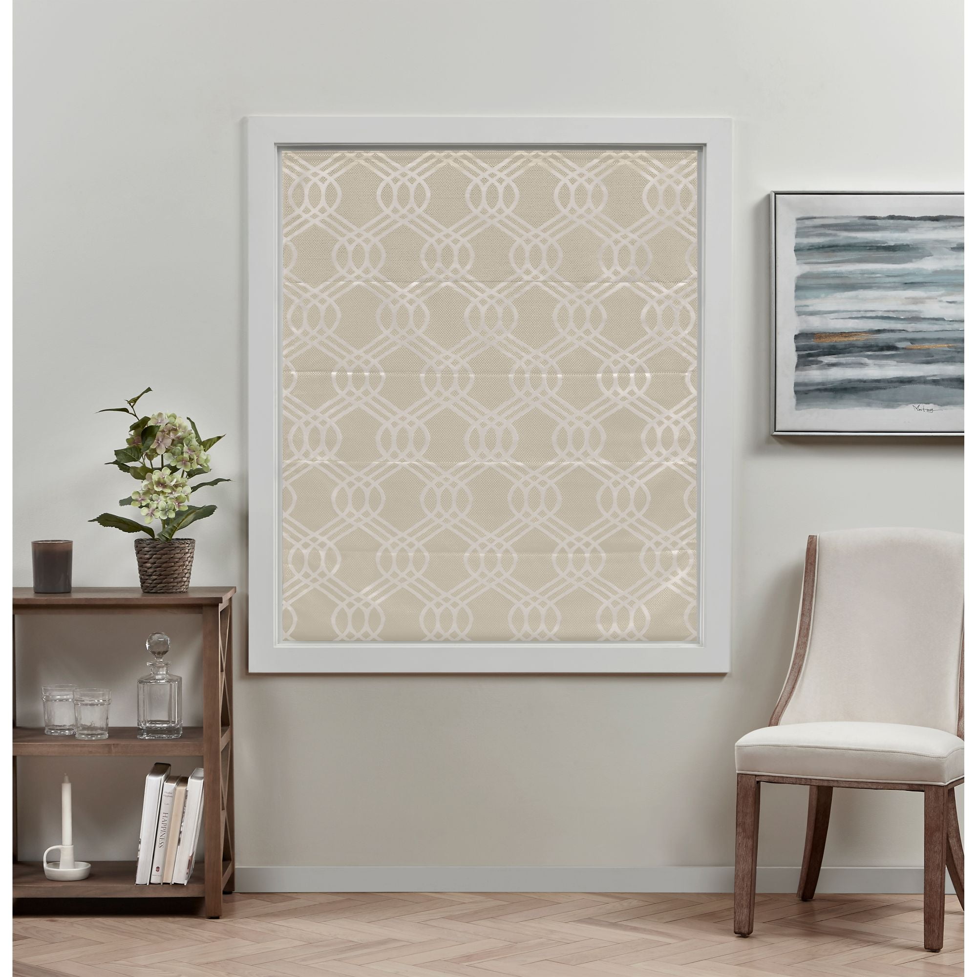 Exclusive Home Prague Trellis 100% Blackout Roman Shade, 23"x64", Natural