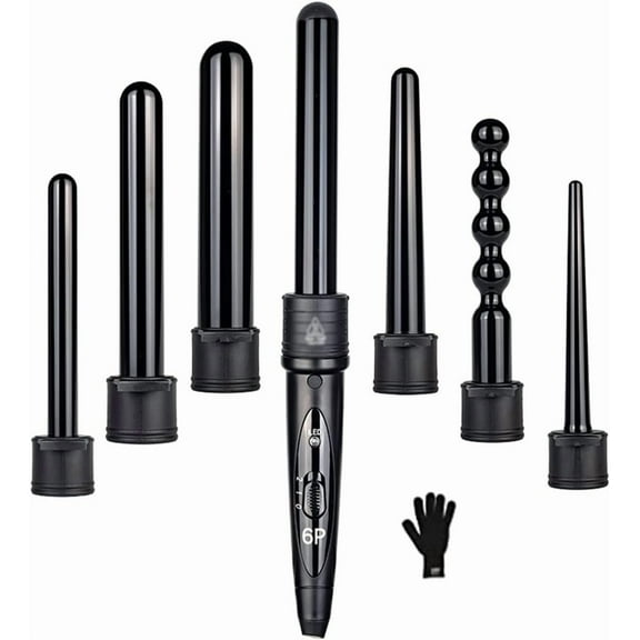 RKXQT 6 in 1 9-32mm Interchangeable Professional Ceramic Hair Curler Rotating Curling Iron Wand Wand Curlers Hair Care Styling Tools