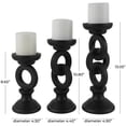 thumbnail image 3 of DecMode 3 Candle Black Wooden Chain Candle Holder, Set of 3, 3 of 10