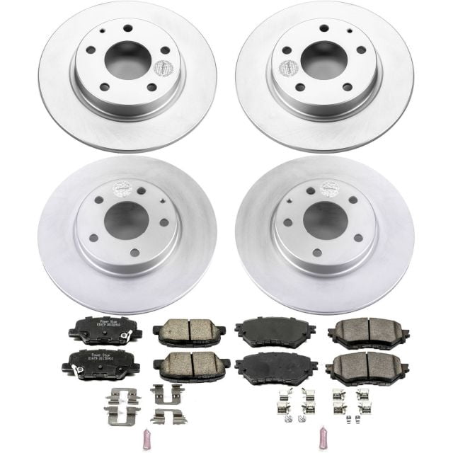 PowerStop Front and Rear Geomet Coated Brake Rotor and Pad Kit Fits: MAZDA Select Models CRK6973