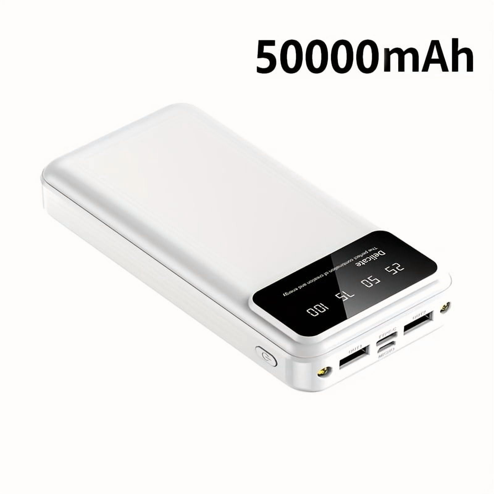 50000mAh Power Bank with LED Display & Flashlight, Portable Charger for Phone Android Devices, Outdoor Emergency Mobile Battery