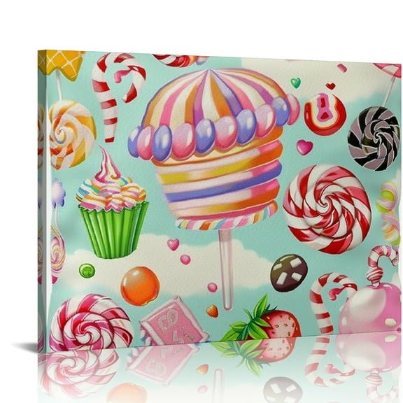 FCXZI Candy Art Modern Canvas Prints Wall Art Decor for Home Living Room Bedroom Kitchen Office Salon Bar, Ready To Hang Room Decor 16x12in
