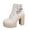 Beige, variant on Beige Ladies Casual Chunky Heel Boots Thick Sole Side Zipper Round Toe Winter Warm Ankle Short Booties