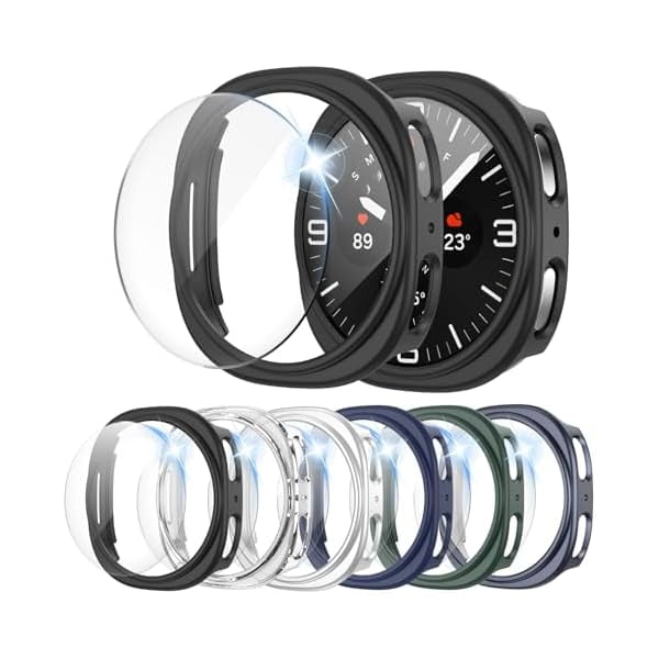 wonima44 6+6Pack Screen Protector Case for Samsung Galaxy Watch 8 40mm | Bubble Free Anti-Fog Tempered Glass Film | Waterproof Hard PC Protective Bumper | No Water Collected Protective Cover Set