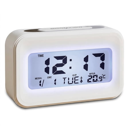 DAYBETTER Digital Alarm Clock, Backlit LCD Desk Clock with Snooze, Time, Week & Indoor Temperature