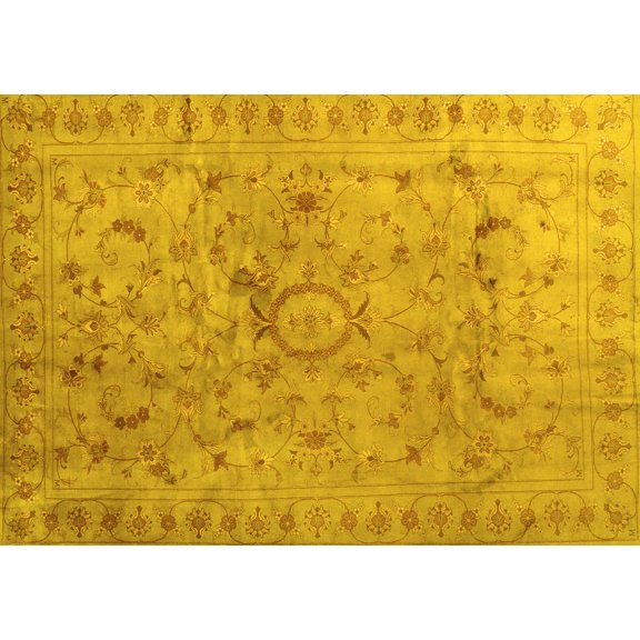 Ahgly Company Indoor Rectangle Abstract Yellow Contemporary Area Rugs, 3' x 5'