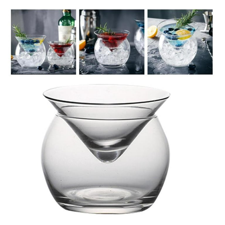 1 Set Conical Wine Holder Server Fruit Dish Crystal Mixology Iced