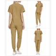 thumbnail image 4 of Scrubs for Women Set - V-Neck Scrub Top & Jogger Pant with Pockets, 4 Way Stretch Nurse Uniform Yellow M, 4 of 4