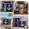 thumbnail image 4 of 2 Pack Outdoor Waterproof Throw Pillow Covers,Nautical Anchor Navy Blue Decorative Square Pillow Case Patio Pillowcases for Chair Couch Sofa 16x16in, 4 of 9