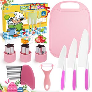 13PCS Couteau de cuisine pour enfants ensemble pour la vraie cuisine avec rangement CaseMontessori Outils de cuisine pour ToddlersCooking SetMontessori Jouet cadeau d'anniversaire fille