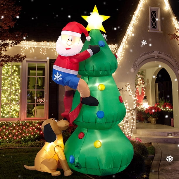 Árbol de Navidad inflable Danxilu de 6 pies con Papá Noel perseguido por un perro
