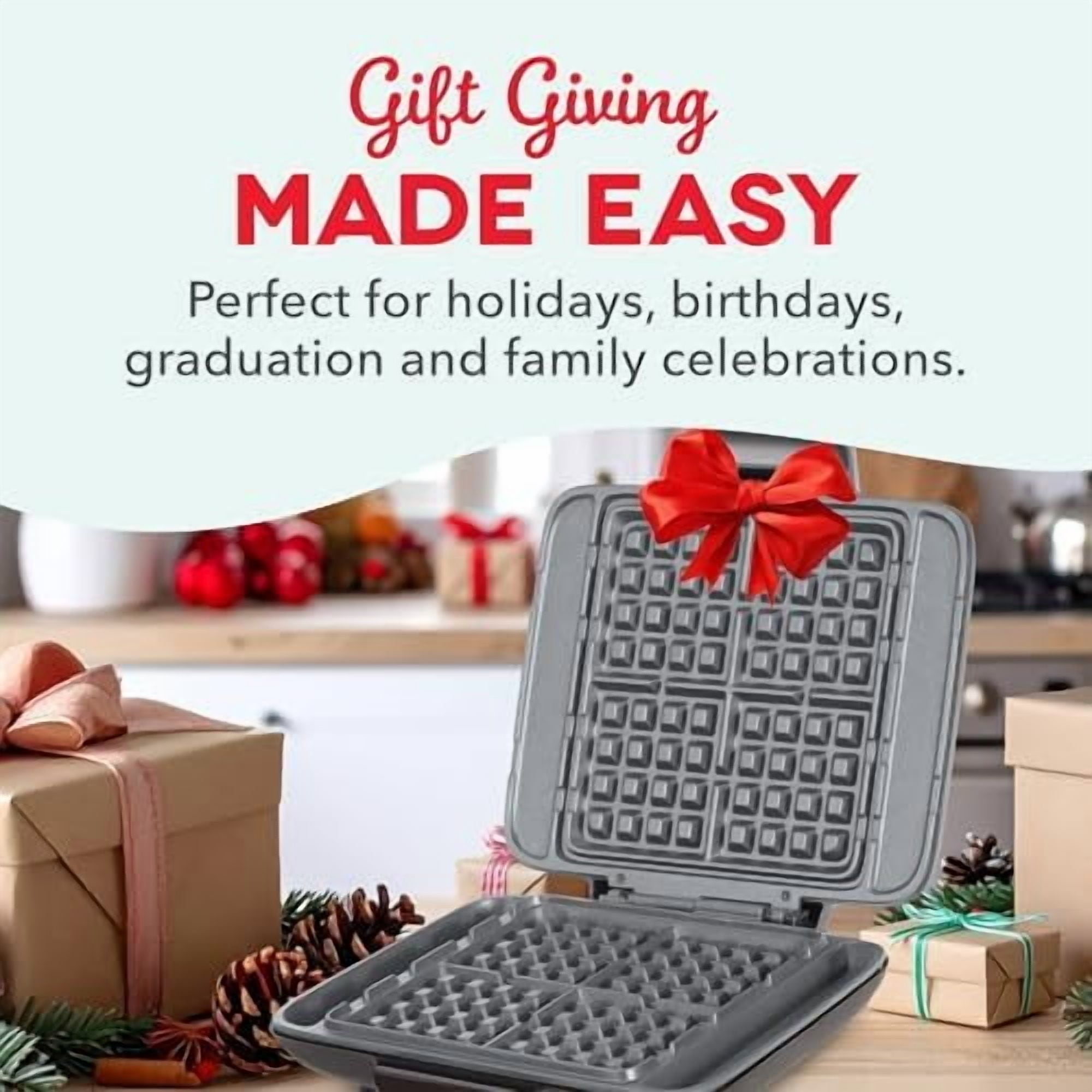 No-Drip Waffle Maker: Waffle Iron 1200W + Waffle Maker Machine For Waffles, Hash Browns, or Any Breakfast, Lunch, & Snacks with Easy Clean, Non-Stick + Mess Free Sides - Aqua