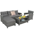 thumbnail image 2 of Costway 4PCS Patio Rattan Furniture Set Cushioned Loveseat Table Shelf Gray, 2 of 10