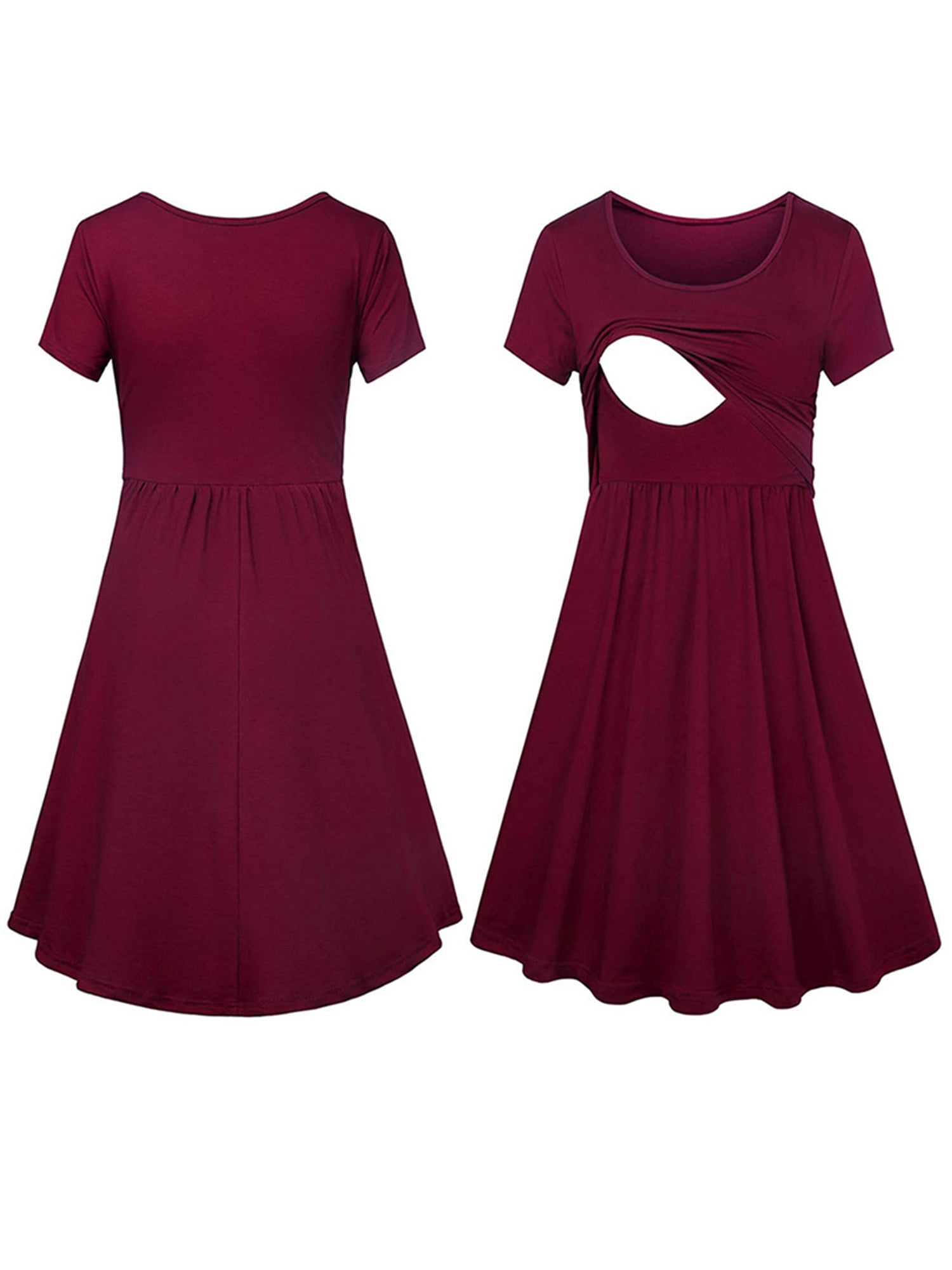 Grianlook Women Breastfeeding Dress Short Sleeve Nursing Dresses