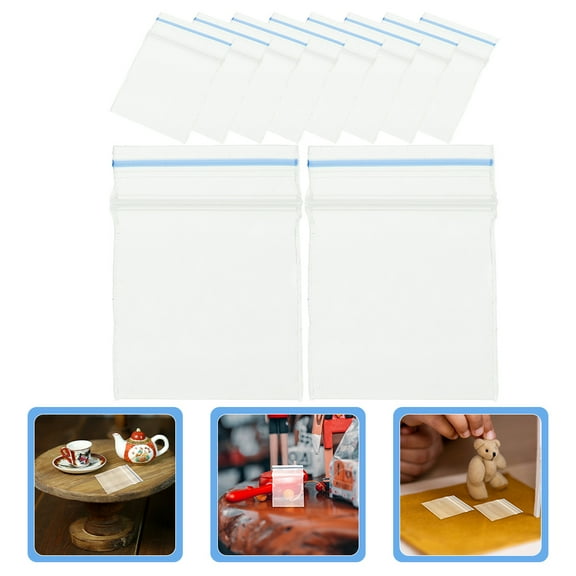 KALLORY 100Pcs Mini Sealed Pouch for Small Storage in 40*50cm Blue Transparent