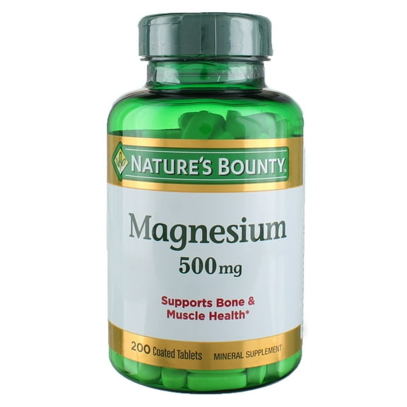 Nature's Bounty Magnesium 500mg Size, Coated Tablets 200 ea (Pack of 6)