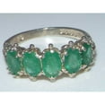 thumbnail image 5 of LBG British Made 18k White Gold Natural Emerald Womens Eternity Ring - 33 size options - Size 9.75, 5 of 7