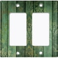 thumbnail image 6 of Metal Light Switch Plate Outlet Cover Image of Wooden Wall Damask Green WOD017, 6 of 13