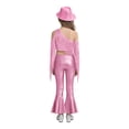 thumbnail image 2 of Haitryli Kids Girls Street Hip Hop Jazz Dance Outfit Sequin Tassel Crop Top And Metallic Bell Bottom Pants And Hat Set Pink 16, 2 of 7