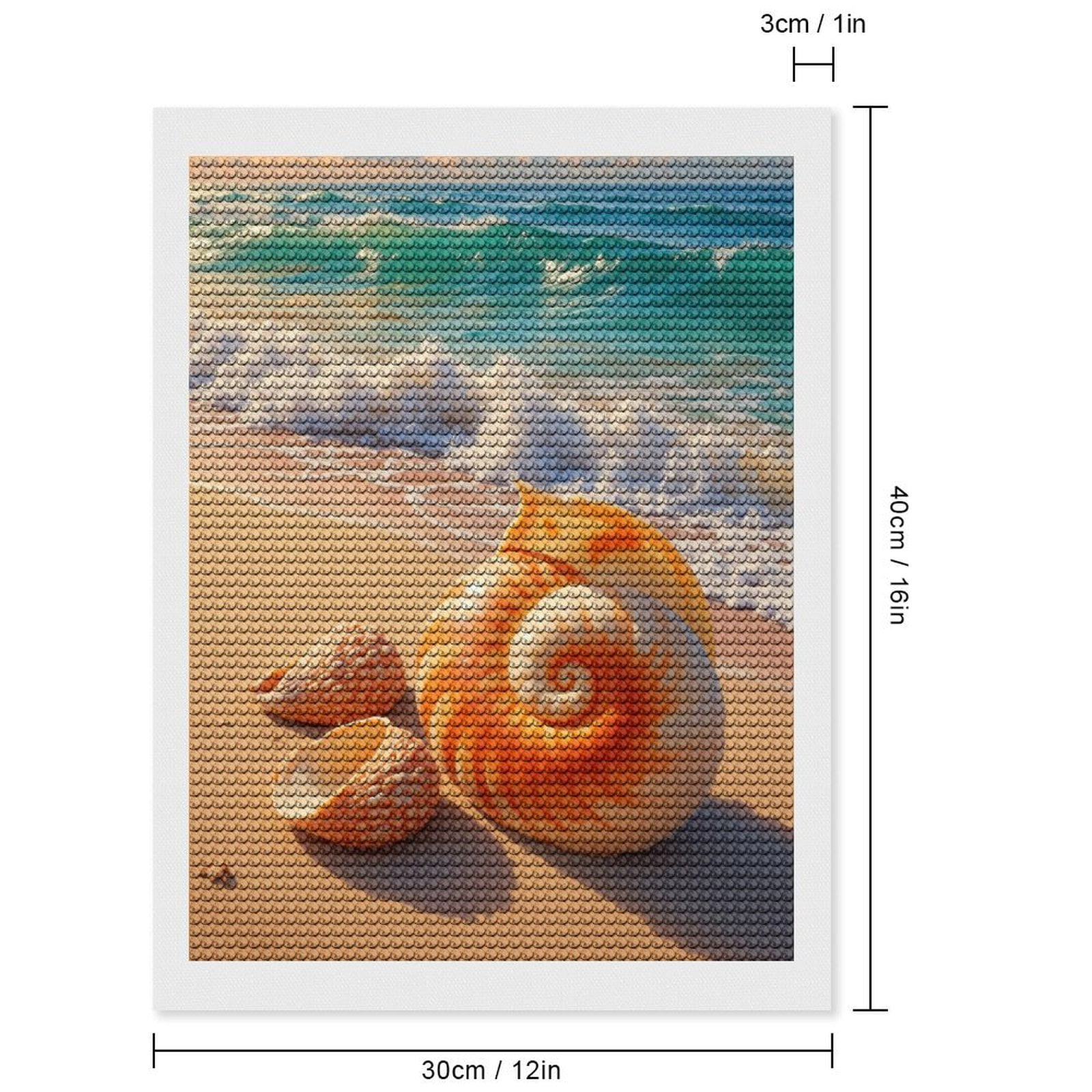 Diamond Art Kits for Adults, Beach Seashells Waves Shoreline 5D Diamond Painting Kits for Adults Beginners, DIY Full Drill Diamond Painting, Gem Art and Crafts 12x16
