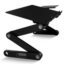 Adjustable Laptop Stand and Lap Desk for Bed – WorkEZ BEST Portable Aluminum Laptop Table with Mouse Pad, Height & Tilt Adjustable Ergonomic Laptop Cooling Stand (Black)