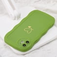 thumbnail image 3 of for iPhone 11 Case, Wave Frame Love Heart Soft Cute iPhone 11 Phone Case, Green, 3 of 12