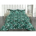 thumbnail image 2 of Ambesonne Leaves Greenery Quilted Bedspread Set 3 Pcs, Botanical Jungle, Twin, Emerald Teal Eggplant, 2 of 4