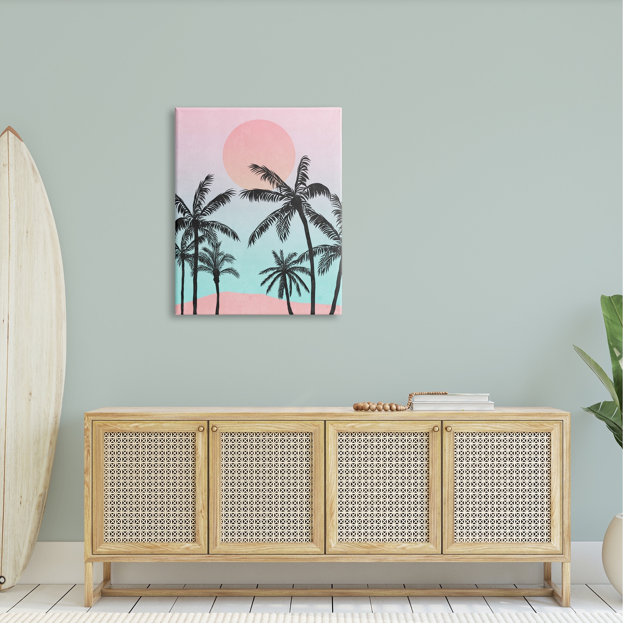 Stupell Industries Tropical Sunrise Sunset Beach Palm Trees Silhouette Collage , 30 x 40, Design by Nina Blue