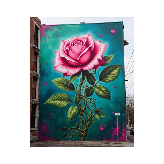 Paint By Numbers Kit for Adults Beginner - Rose Mural Street Art Vibrant Wall DIY Canvas Painting Kits for Adults, Frameless Paint By Number for Adults for Home Wall Decor 16x20 Inch