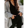 thumbnail image 2 of Women's Chunky Sweater Cardigan Lantern Sleeve Open Front Oversized with Pocket Winter, 2 of 5
