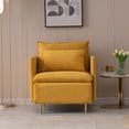 thumbnail image 4 of Accent Chair, Linen Upholstered Arm Chair with Soft Seat Cushion and Pillow, Single Sofa Chair for Living Room, Bedroom, Office, Yellow, 4 of 11