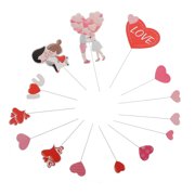 Decor 6 Sets Lovey Creatibe DIY Cake Valentine Decors Valentine's Day Inserts Paper Lovers