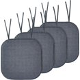 thumbnail image 2 of Elegant Comfort 4 Pack Chair Cushion Covers - Skid-Proof Rubber Backing - 16 x 16 Inch - Thick Dining Square Shape Seat Covers - Comfortable Textured Chair Pads with Ties - Honeycomb Pattern, Gray, 2 of 5