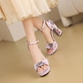 thumbnail image 4 of SACFOF Womens Chunky Block High Heel Peep Open Toe Platform Sandals Ankle Strap Buckle Dress Shoes Prom Party 4.33 Inches Heels, 4 of 6
