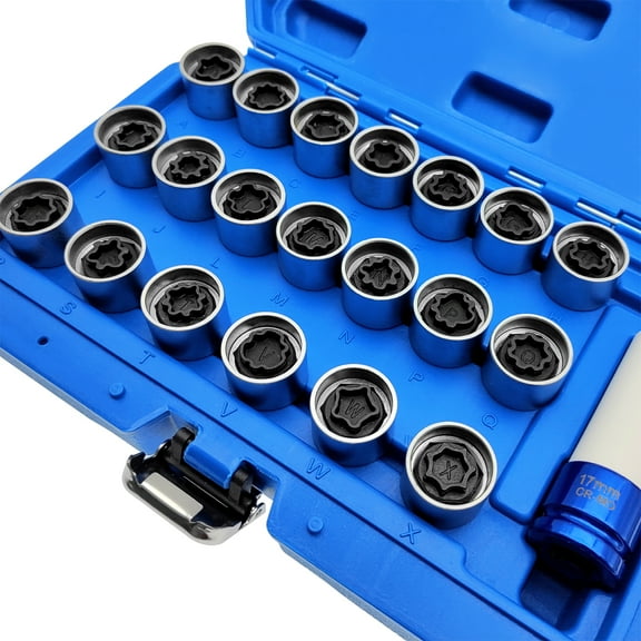 For 21Pcs Anti-theft Screw Socket Wrench Lock Lug Nut Key Removal Kit Replacement For