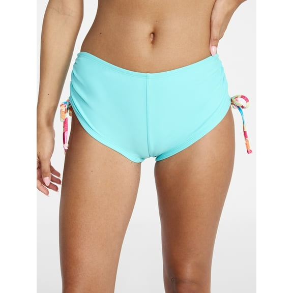 No Boundaries Bright Palms Bikini Boyshorts, Women's XXS-XXL