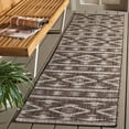 thumbnail image 2 of SAFAVIEH Courtyard April Geometric Indoor/Outdoor Runner Rug, Brown/Ivory, 2'3" x 8', 2 of 9