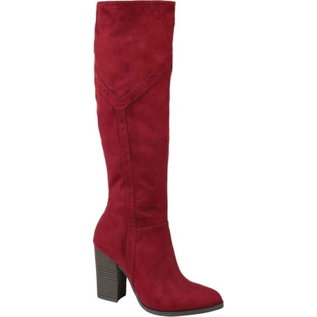 

Women s Journee Collection Kyllie Wide Calf Knee High Boot Burgundy Faux Suede 8.5 M