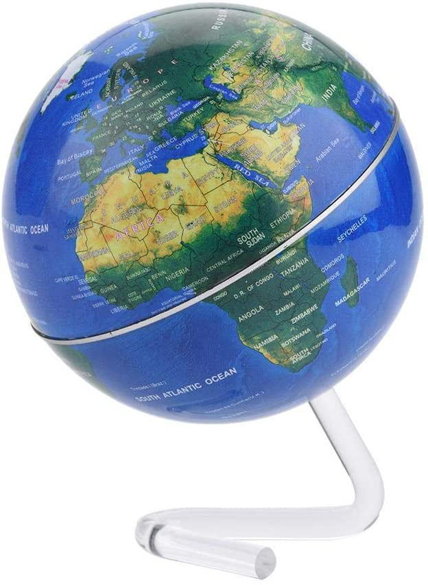 20cm LED World Desktop Globe Earth Rotating Night Light Blue Ocean Educational