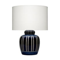 Arthur Ceramic Table Lamp with Linen Shade Navy Blue