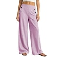 thumbnail image 4 of KIHOUT Womens Striped Waist Wide Leg Pants High Rise Elastic Back Casual Loose Fit Straight Leg Trousers with Pockets Daily Wear, 4 of 7