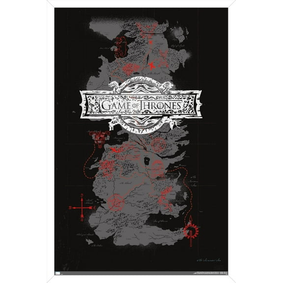 Game of Thrones - Map Wall Poster, 14.725" x 22.375", Framed