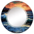 thumbnail image 2 of Designart "Vivid Shoreline Sunset with Breaking Waves II" Beach & Ocean Round Wall Mirror - Beach Oval Printed Decorative Oversized Mirror - Multiple Color Options, 2 of 4